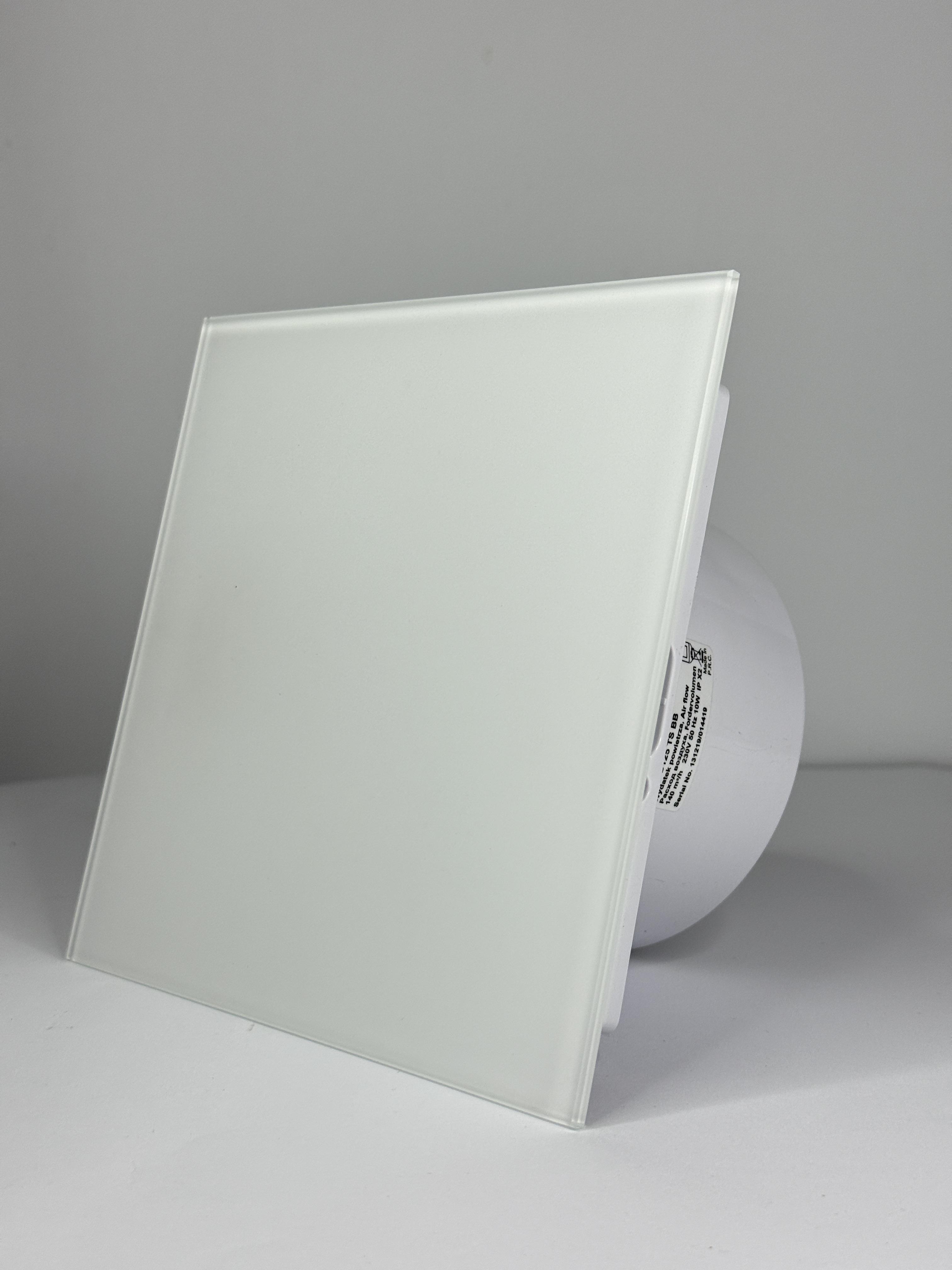 Вентилятор витяжний AirRoxy dRim 100 HS BB на кулькових підшипниках з таймером/датчиком вологості/скляною панеллю Білий глянець (01-064170)