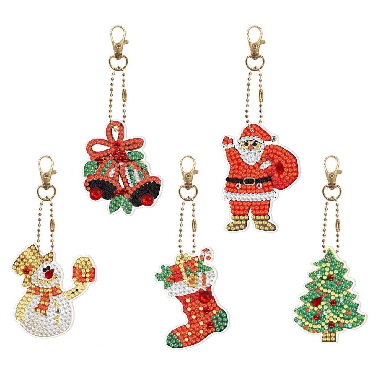 Брелоки алмазною мозаїкою Новий рік 5 шт. (2443081667)