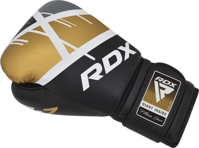 Перчатки боксерские RDX F7 Ego 14 унций капа в комплекте Black/Golden - фото 4