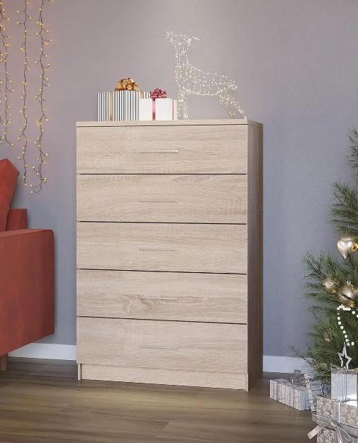 Комод на 5 шухляд вузький Дуб Сонома (Р90б) - фото 1 Комод на 5 шухляд вузький Дуб Сонома (Р90б) - фото 1