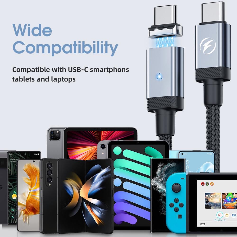 Кабель магнитный FONKEN Type-C PD 65w Fast Charge 2 м Black (25397295) - фото 4 Кабель магнитный FONKEN Type-C PD 65w Fast Charge 2 м Black (25397295) - фото 4