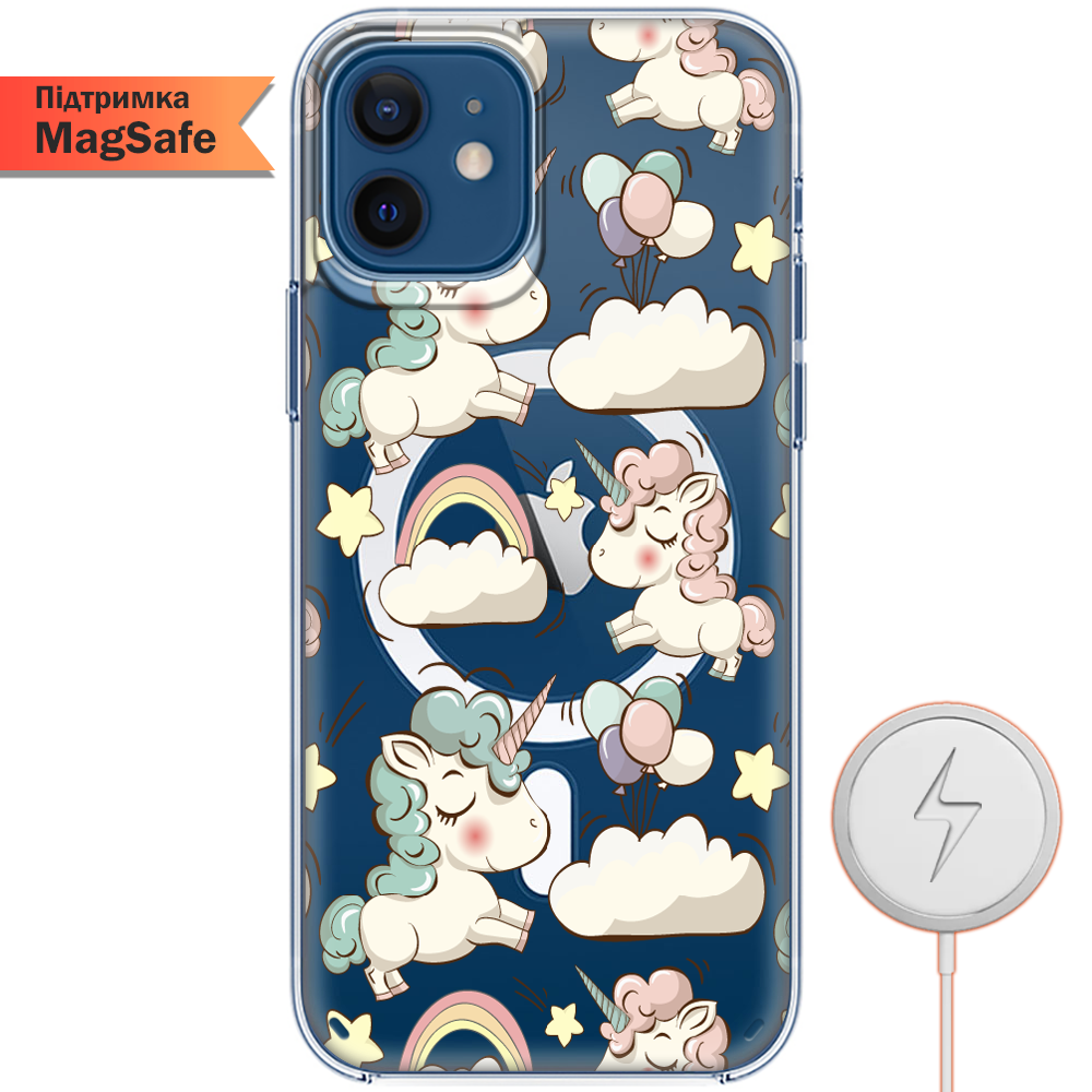 Чехол BoxFace iPhone 12 mini Unicorns Прозрачный силикон с поддержкой MageSafe (41084-cc2-41496)