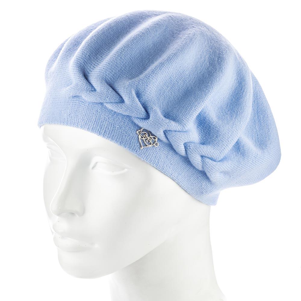 Берет женский двойной сбоку с узором Zolly ZH257 Голубой