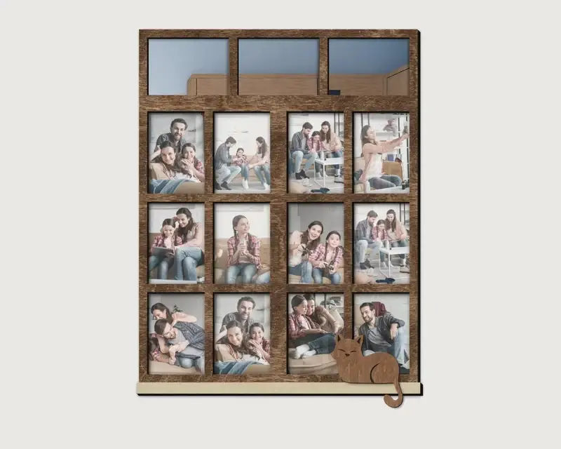 Фото-колаж у вигляді вікна на 3 горизонтальних та 12 вертикальних фото Темно-коричневий (window_collage-5) - фото 1