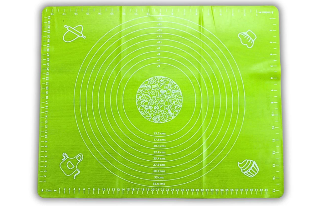 Коврик для теста силиконовый с разметкой 50х40 см. Салатовый