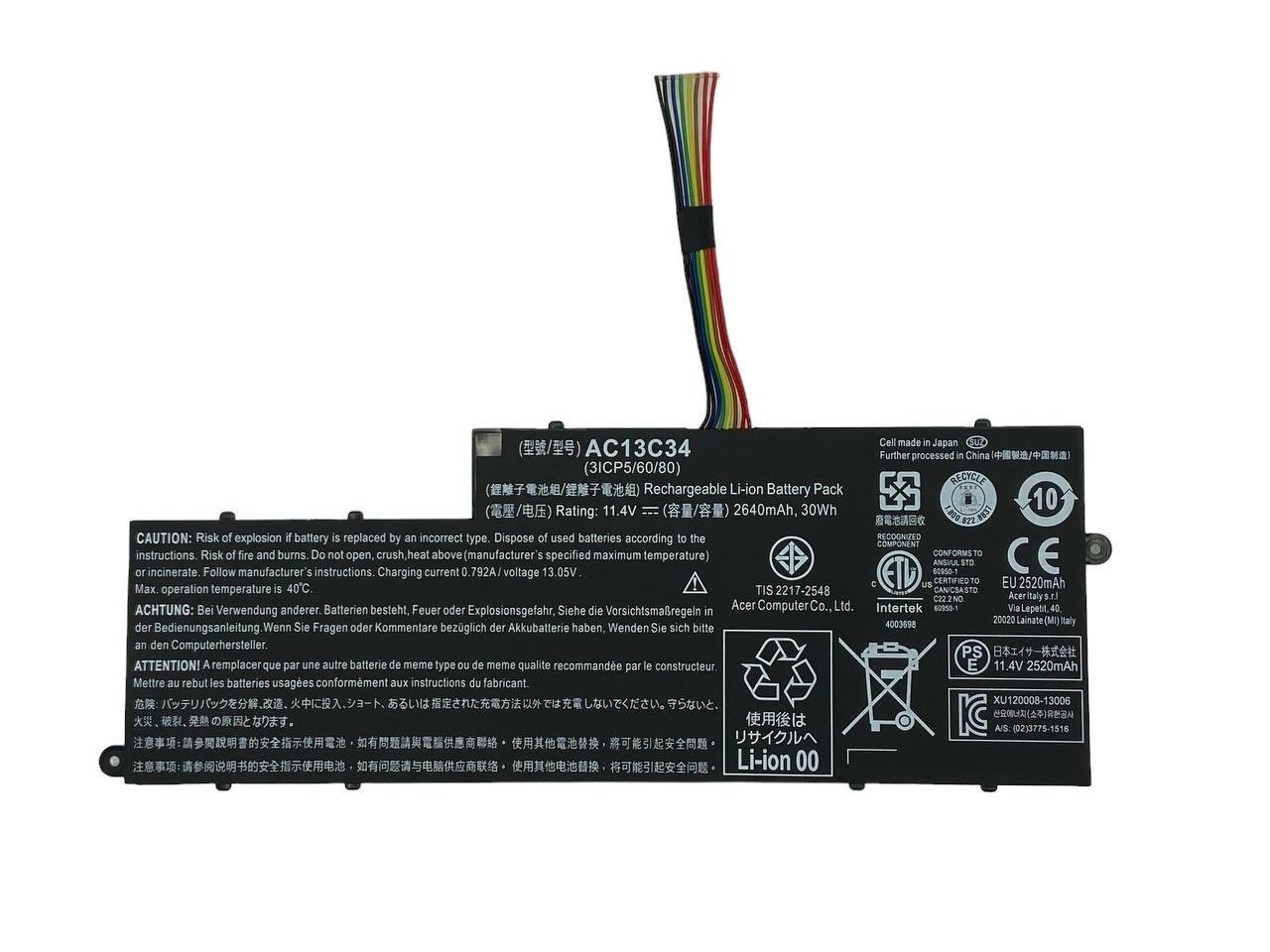 Аккумулятор для ноутбука Acer AC13C34 Aspire E3-112 11,4V 2640 mAh Black