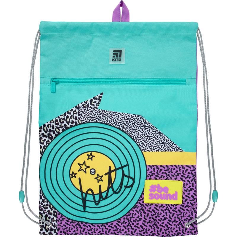 Сумка для обуви KITE Education Be sound с карманом 49х36 см Бирюзовый (K21-601L-21)