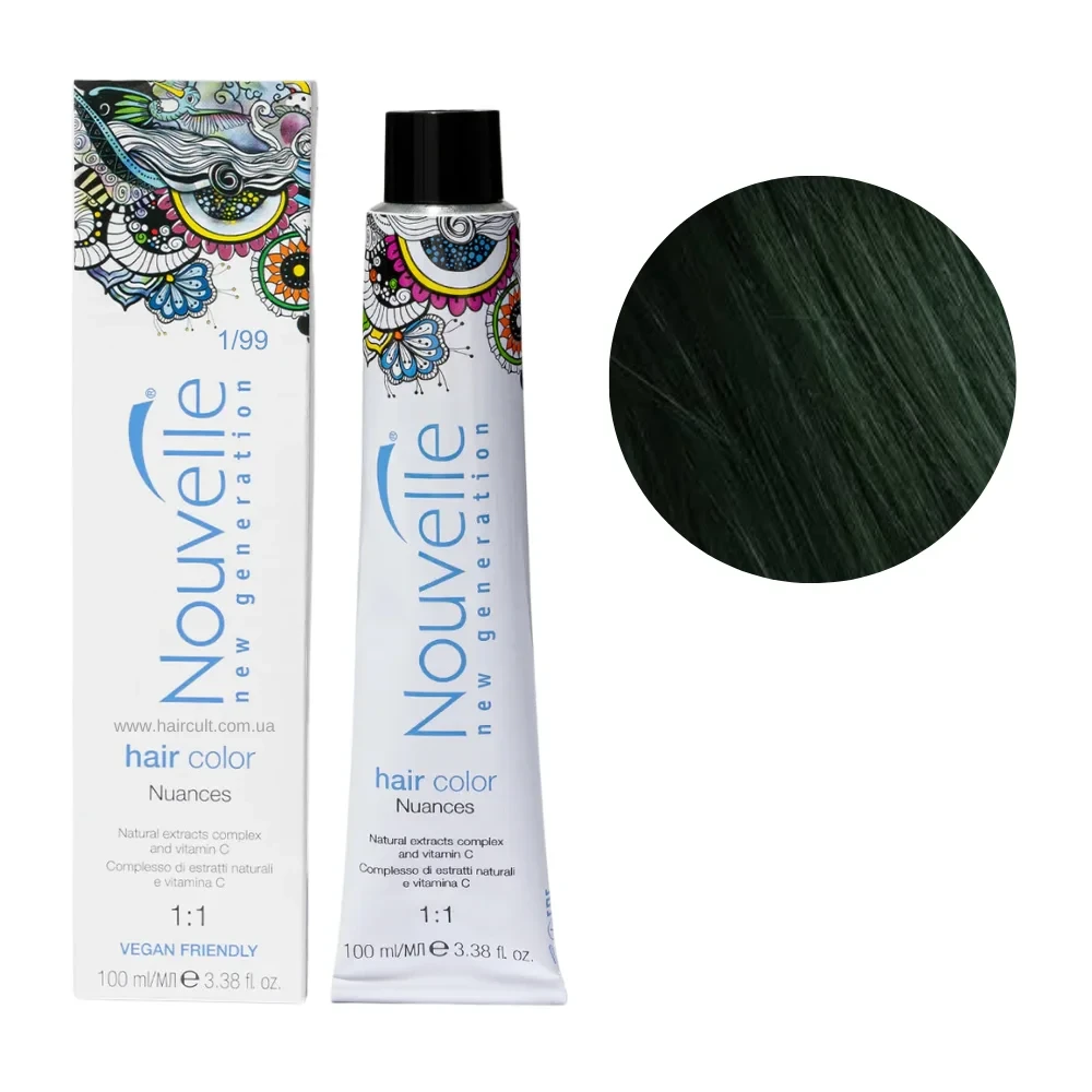 Краска для волос Nouvelle Hair Color 1/99 Черно-зеленый 100 мл