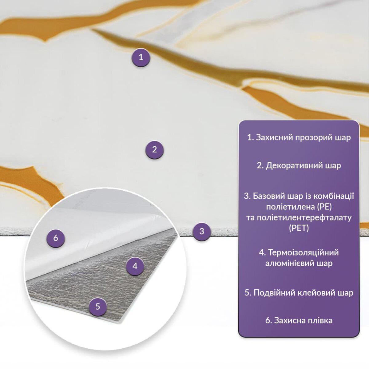 Плитка самоклеящаяся стеновая PET в рулоне 600х300х2 мм D/SW-00002637 (991944491) - фото 2