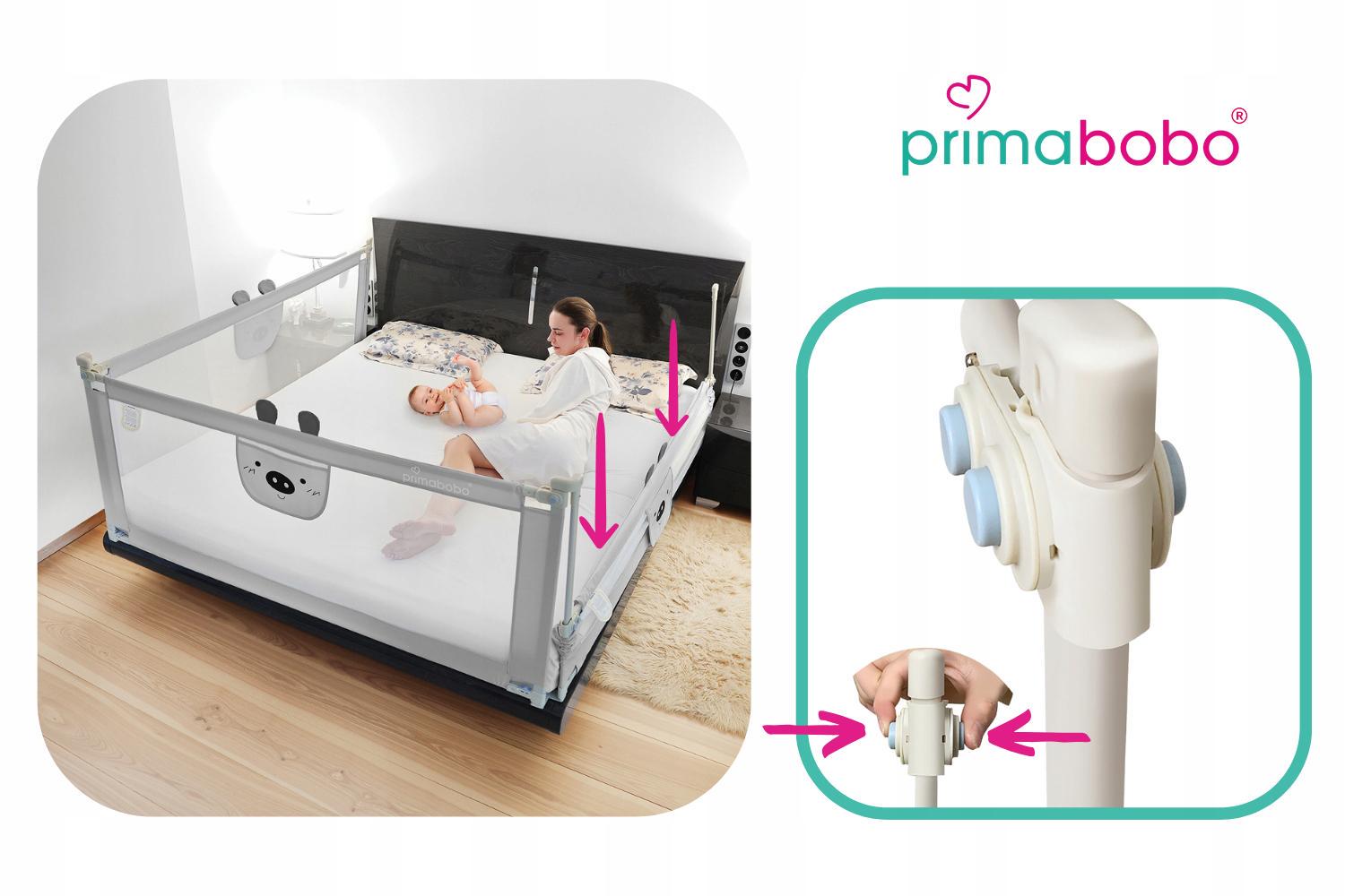 Бортик для ліжка захисний Primabobo Bear 160 см Сірий (BM01_SZ 160) - фото 6