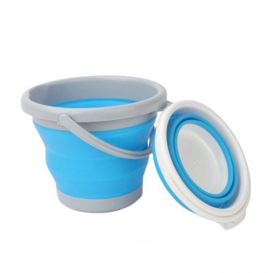 Відро розкладне силіконове 10 л Blue/White (121474) - фото 2