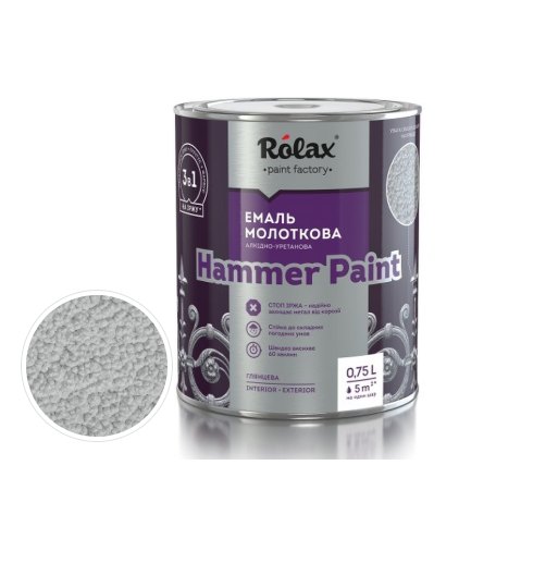 Емаль молоткова Rolax Hammer Paint 0.75 л Срібний (27523899)