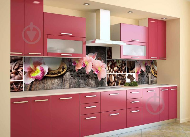 Скинали на кухню Zatarga «Орхидеи и Сладости 02» 650х2500 мм виниловая 3Д наклейка кухонный фартук Z180319/1