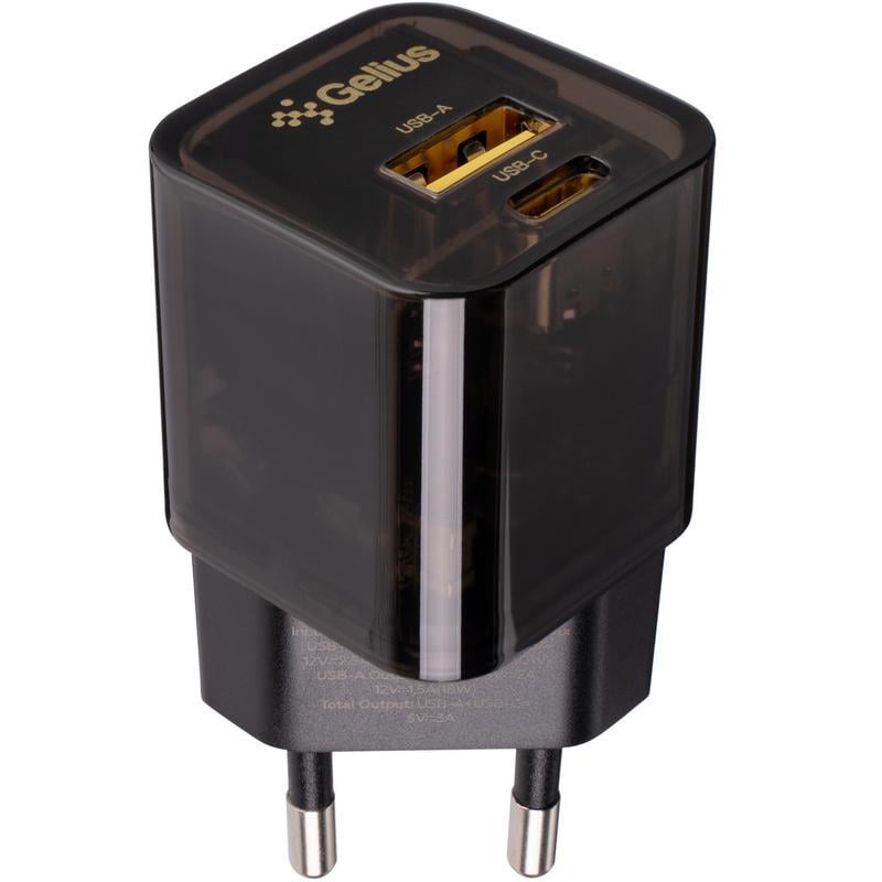 Зарядний пристрій мережевий Gelius Genesis GP-HC055 USB+Type-C 30W GaN Incredible series Transparent Black (94754) - фото 5 Зарядний пристрій мережевий Gelius Genesis GP-HC055 USB+Type-C 30W GaN Incredible series Transparent Black (94754) - фото 5
