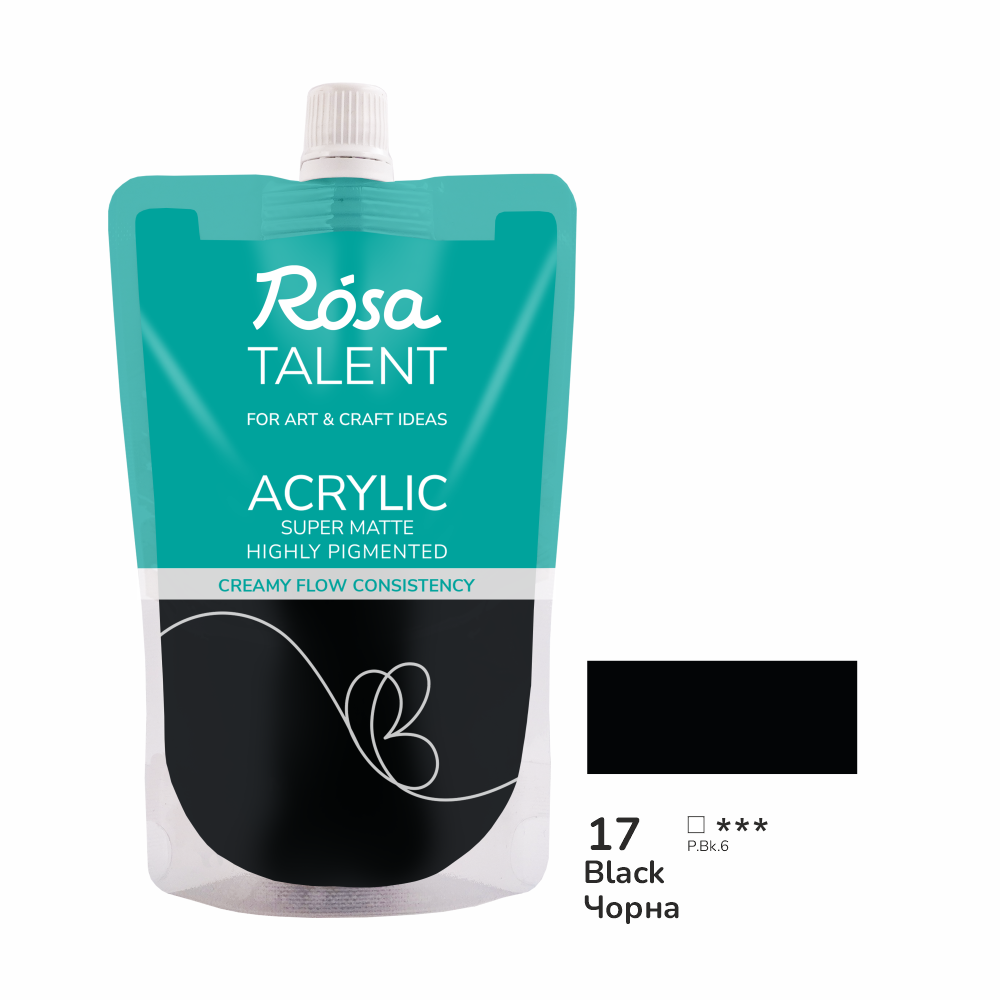 Акриловая краска Rosa Talent 200 мл 17 Черная (Az1-4823098548768)