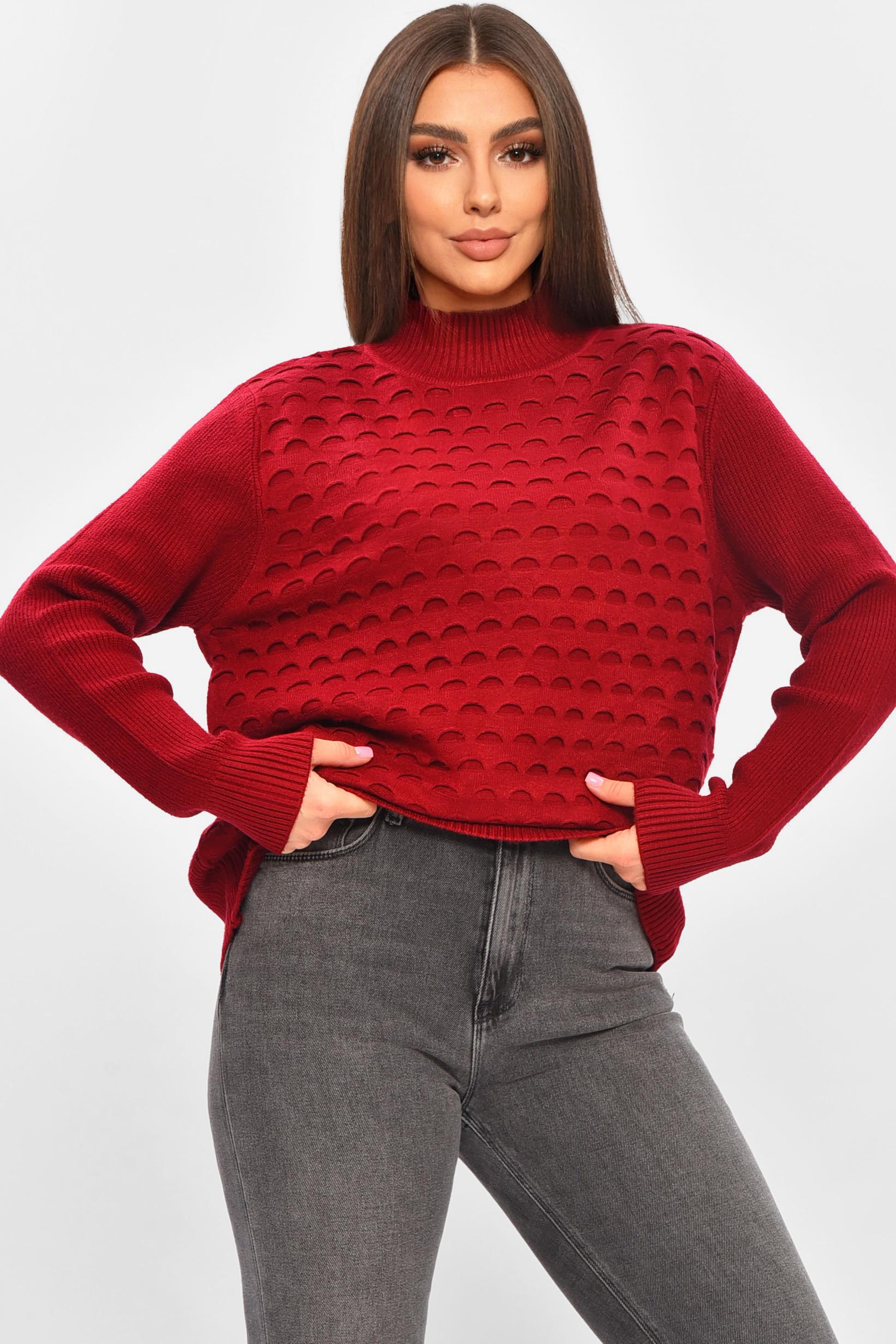 Свитер женский 206603 однотонный XL-2XL Бордовый (206603_!335391_48-50) - фото 1 Свитер женский 206603 однотонный XL-2XL Бордовый (206603_!335391_48-50) - фото 1