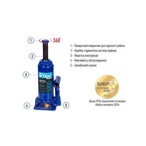 Домкрат гидравлический телескоп 5 т min 216 мм max 413 мм 4 35 кг (DB-05004/T90504) - фото 3 Домкрат гидравлический телескоп 5 т min 216 мм max 413 мм 4 35 кг (DB-05004/T90504) - фото 3