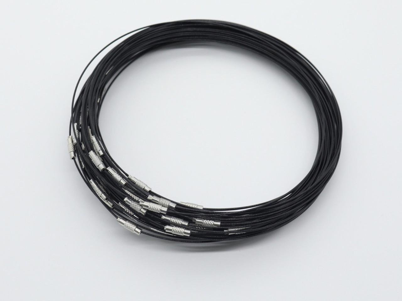 Шнурок на шею тросик стальной 45 см 100 шт. Черный (Z-124)