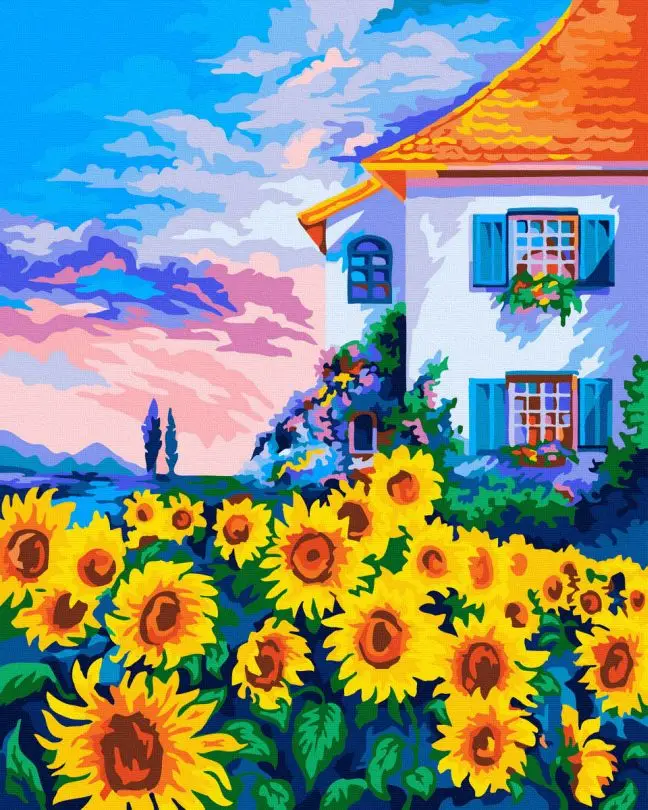 Картина за номерами Brushme Будиночок серед соняшників 40x50 см (BRM39008) Картина за номерами Brushme Будиночок серед соняшників 40x50 см (BRM39008)