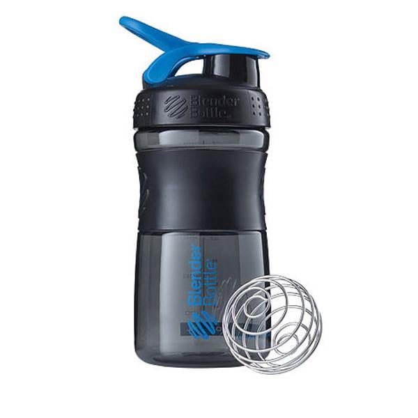 Шейкер спортивный Blender Bottle SportMixer 20 oz 590 ml Black/Cyan - фото 1