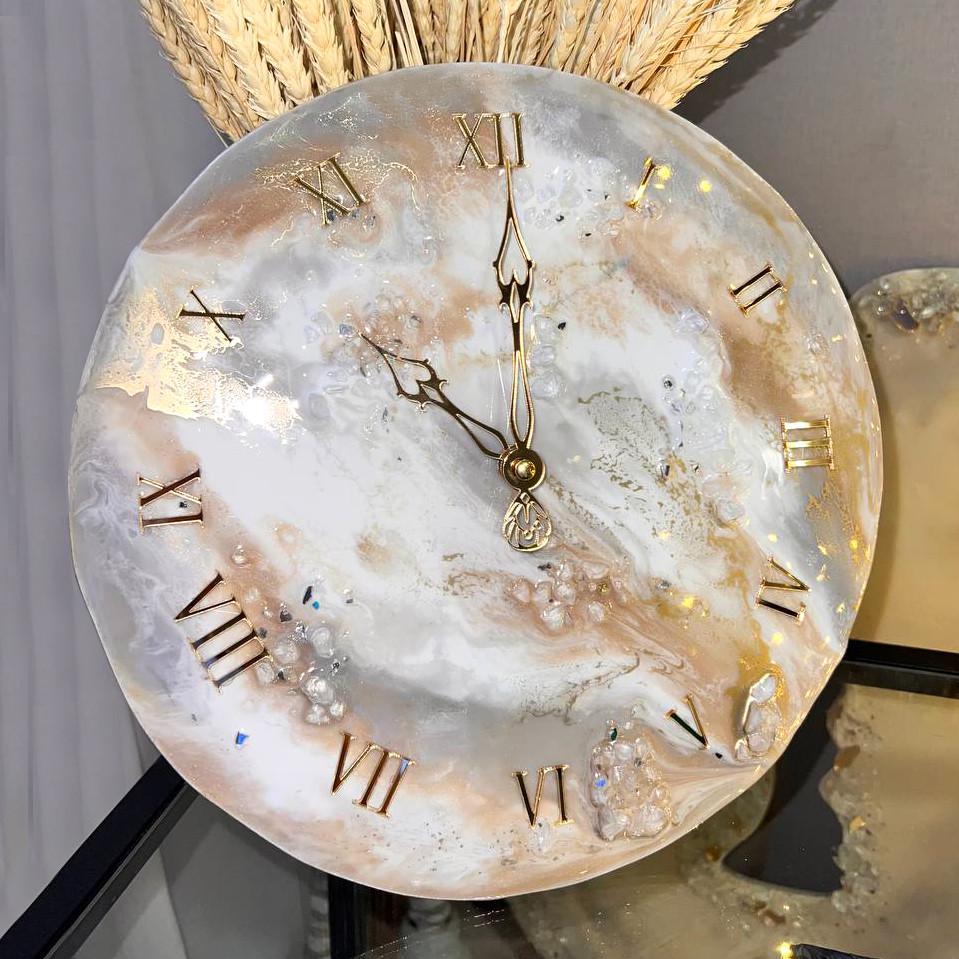 Часы настенные круглые из эпоксидной смолы EPOXY M128 40x40 см