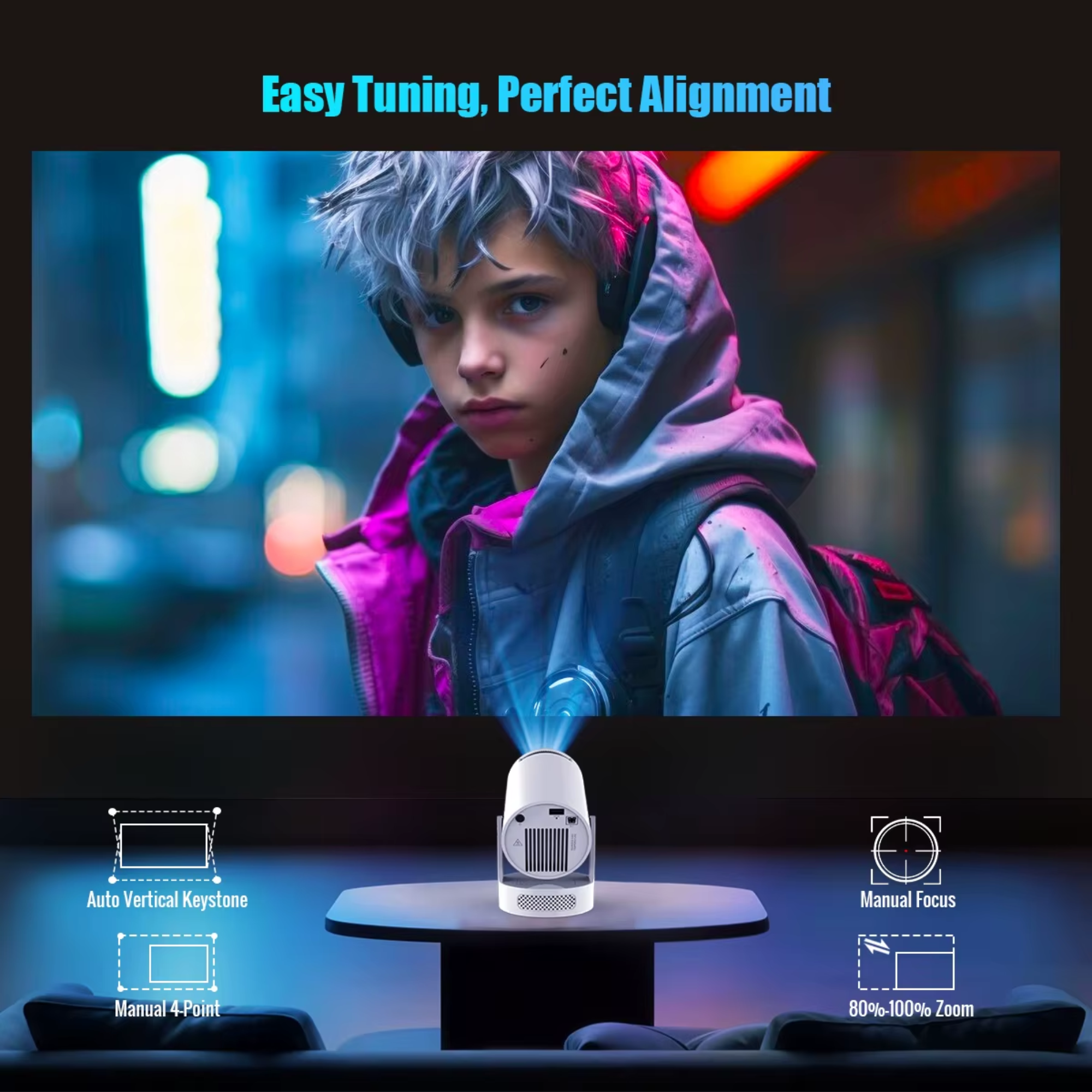 Проектор Magcubic HY300 PRO с мощным HiFi звуком White - фото 6 Проектор Magcubic HY300 PRO с мощным HiFi звуком White - фото 6