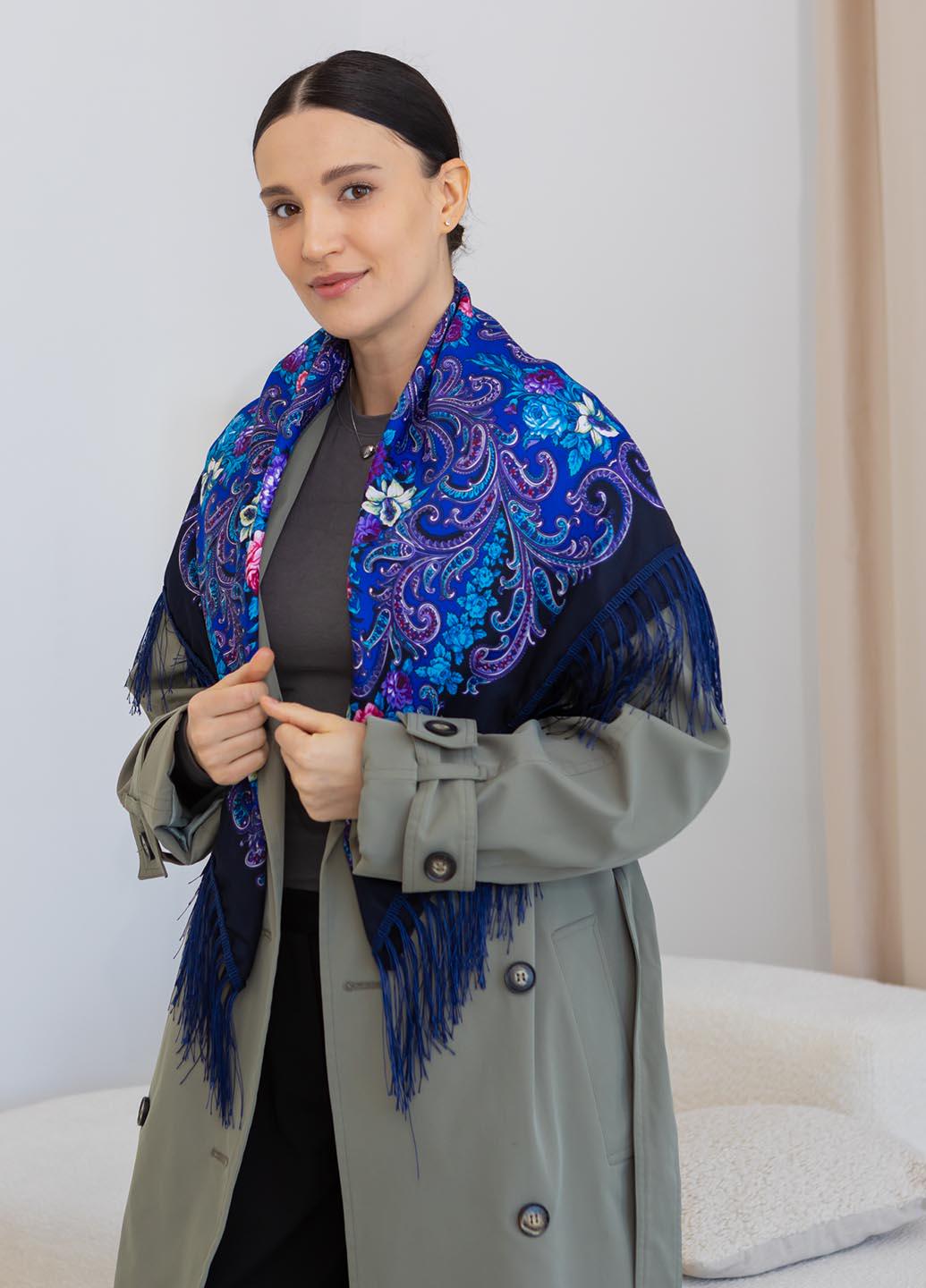 Хустка українська з бахромою Лілія 90х90 см (Л9035-12)