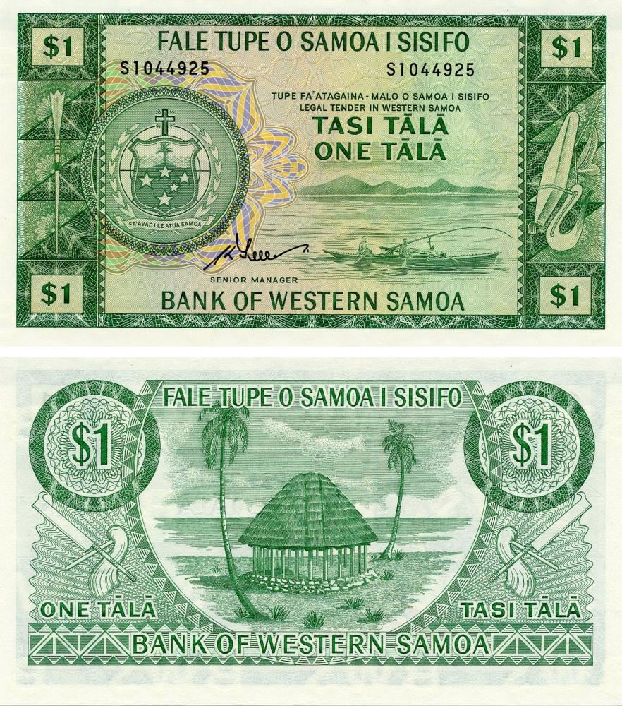 Коллекционная банкнота Самоа 1 тала 1967 UNC Самоа и Сисифо P16 (Б15975)