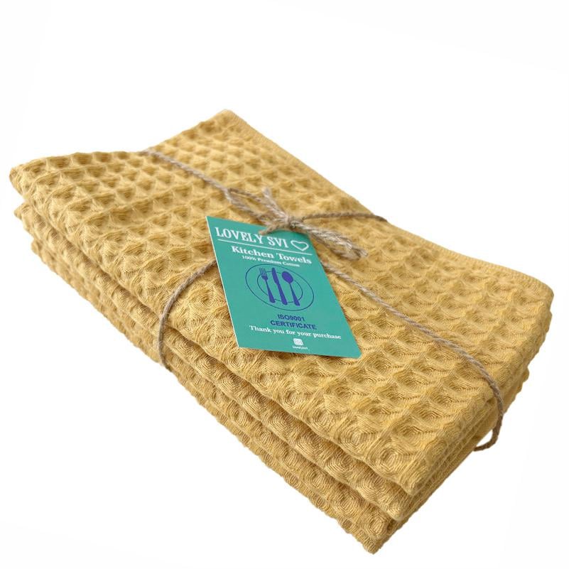Набор кухонных вафельных полотенец 35x75 см 100% хлопок 4 шт. Желтый (561035) - фото 1 Набор кухонных вафельных полотенец 35x75 см 100% хлопок 4 шт. Желтый (561035) - фото 1
