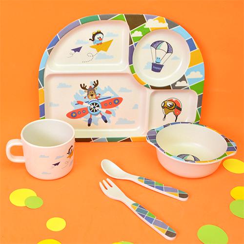 Набор детской бамбуковой посуды Stenson MH-2773-22 Полет 5 пр. (542601) - фото 2