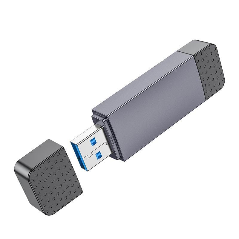 Кардридер Hoco HB45 Spirit 2в1 USB/Type-C 2,0 Card reader Серый (d0506d65) - фото 4 Кардридер Hoco HB45 Spirit 2в1 USB/Type-C 2,0 Card reader Серый (d0506d65) - фото 4
