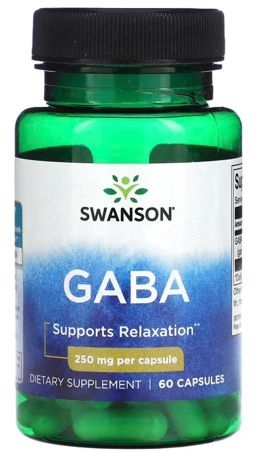 Гамма-аминомасляная кислота ГАМК ГАБА Swanson GABA Supports Relaxation 250 мг 60 капсул