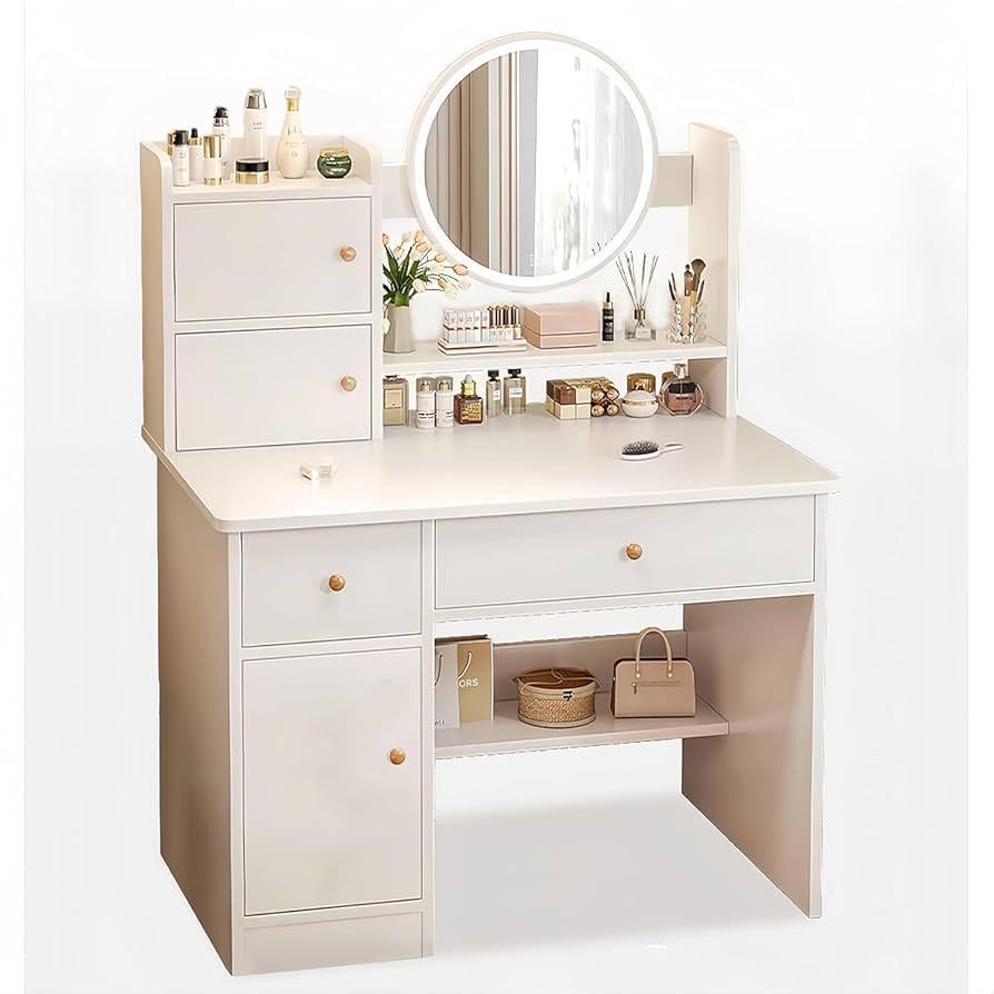 Столик для макияжа с зеркалом с LED подсветкой и шкафчиками 80х40х128 см (17246) - фото 2 Столик для макияжа с зеркалом с LED подсветкой и шкафчиками 80х40х128 см (17246) - фото 2