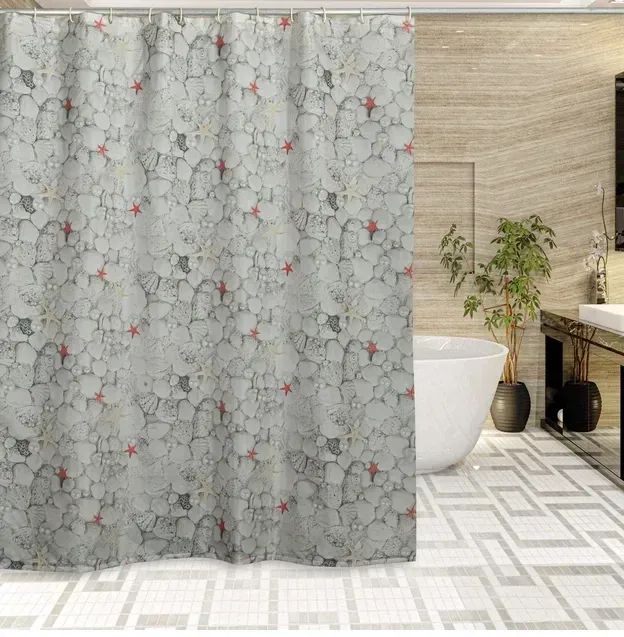 Шторка для ванной и душа полиэстер с принтом Pearl grey Miranda 180х200 см (Pearl grey)