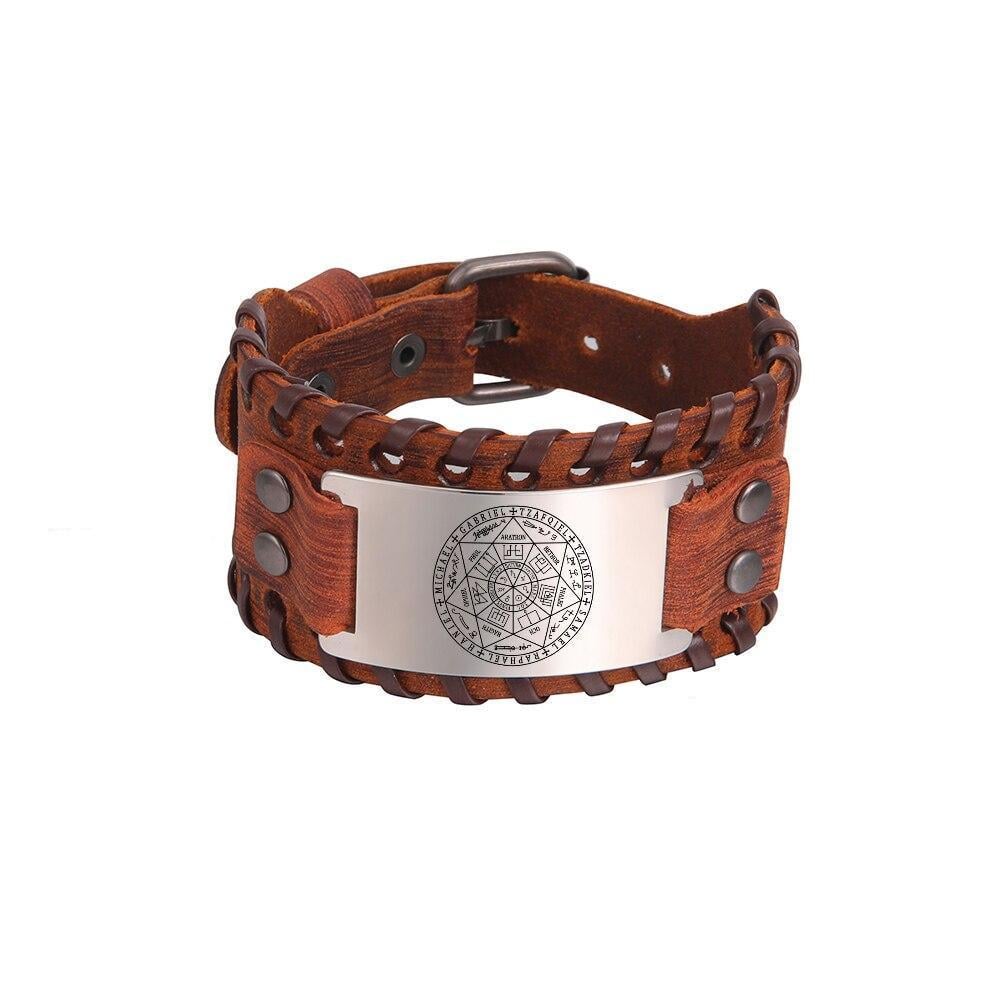 Браслет-талисман кожаный LIKGREAT Сигил Семи Архангелов 24х3,7 см Коричневый/Медный (BSS202101BRW)