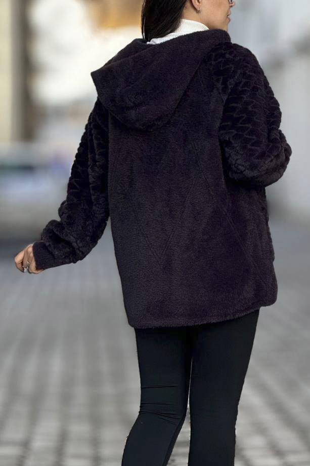 Кардиган женский из альпаки с мехом S-M Черный (194452) - фото 2 Кардиган женский из альпаки с мехом S-M Черный (194452) - фото 2