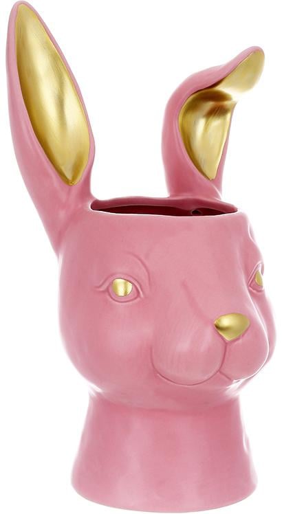 Ваза керамическая Кролик с золотыми ушками 31 см Розовый с золотым Ваза керамическая Кролик с золотыми ушками 31 см Розовый с золотым