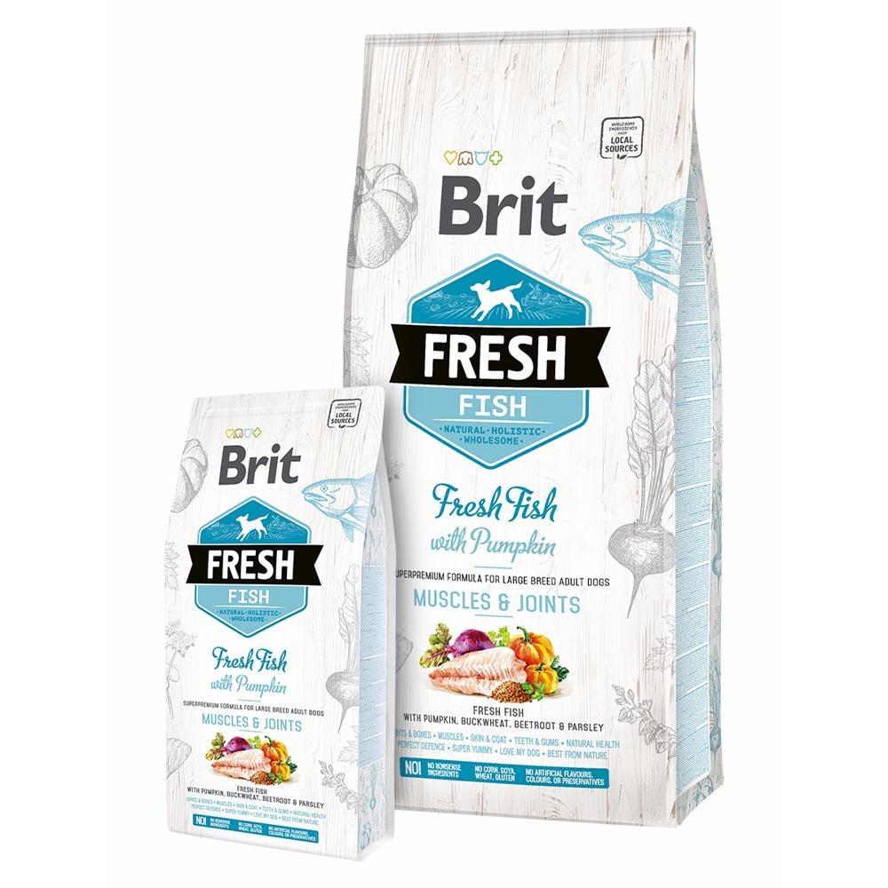 Сухой корм для собак Brit Fresh Fish Pumpkin Large - фото 2 Сухой корм для собак Brit Fresh Fish Pumpkin Large - фото 2