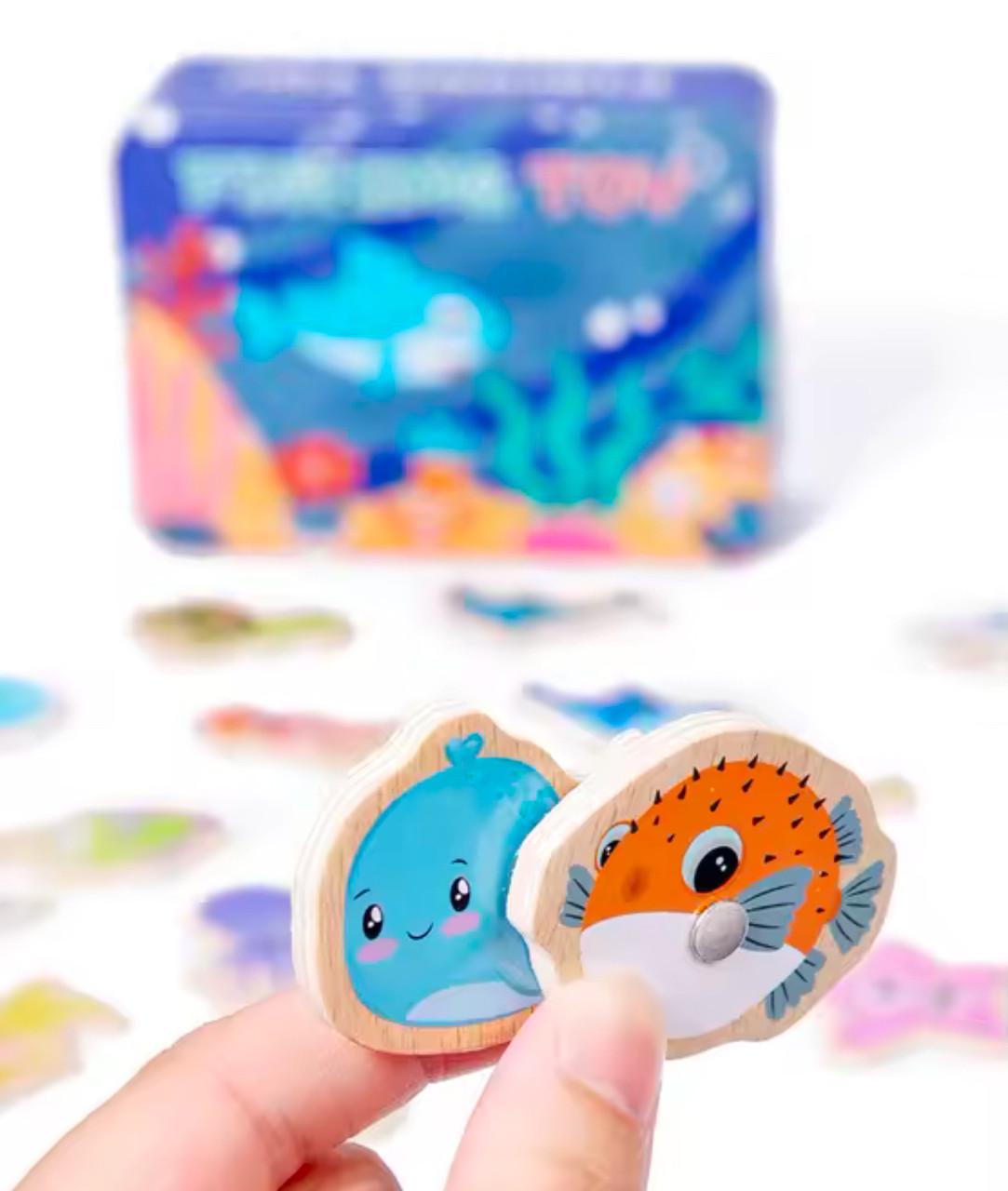 Дитяча магнітна риболовля дерев'яна 20 рибок 2 вудки (95) - фото 7