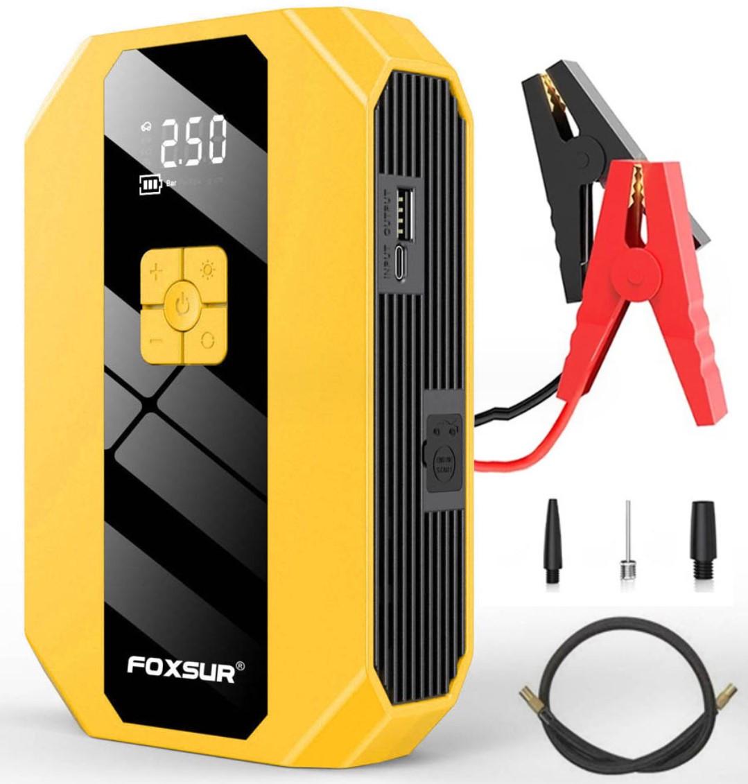 Пускозарядное устройство 2в1 Foxsur FJS-900 бустер для авто и компрессор 26800 mAh 800A