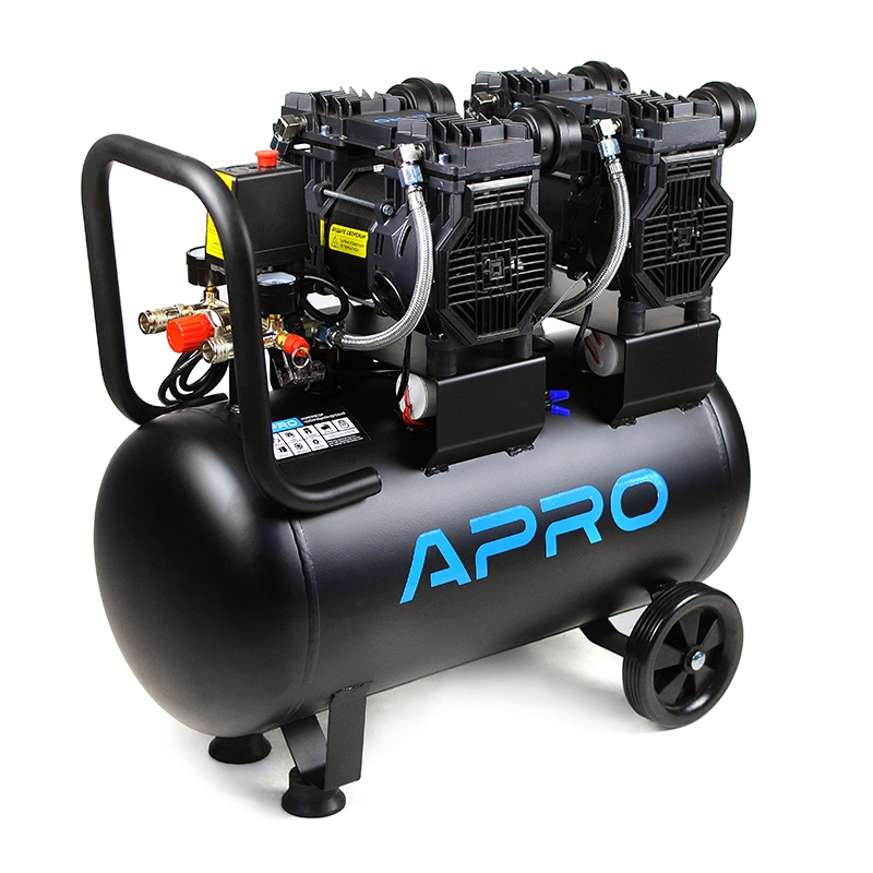 Компрессор четыркехцилиндровый Apro безмасляный OFE-50 2х1,5 кВт 475 л/мин 8 бар 50 л 2 крана (850173) - фото 2 Компрессор четыркехцилиндровый Apro безмасляный OFE-50 2х1,5 кВт 475 л/мин 8 бар 50 л 2 крана (850173) - фото 2