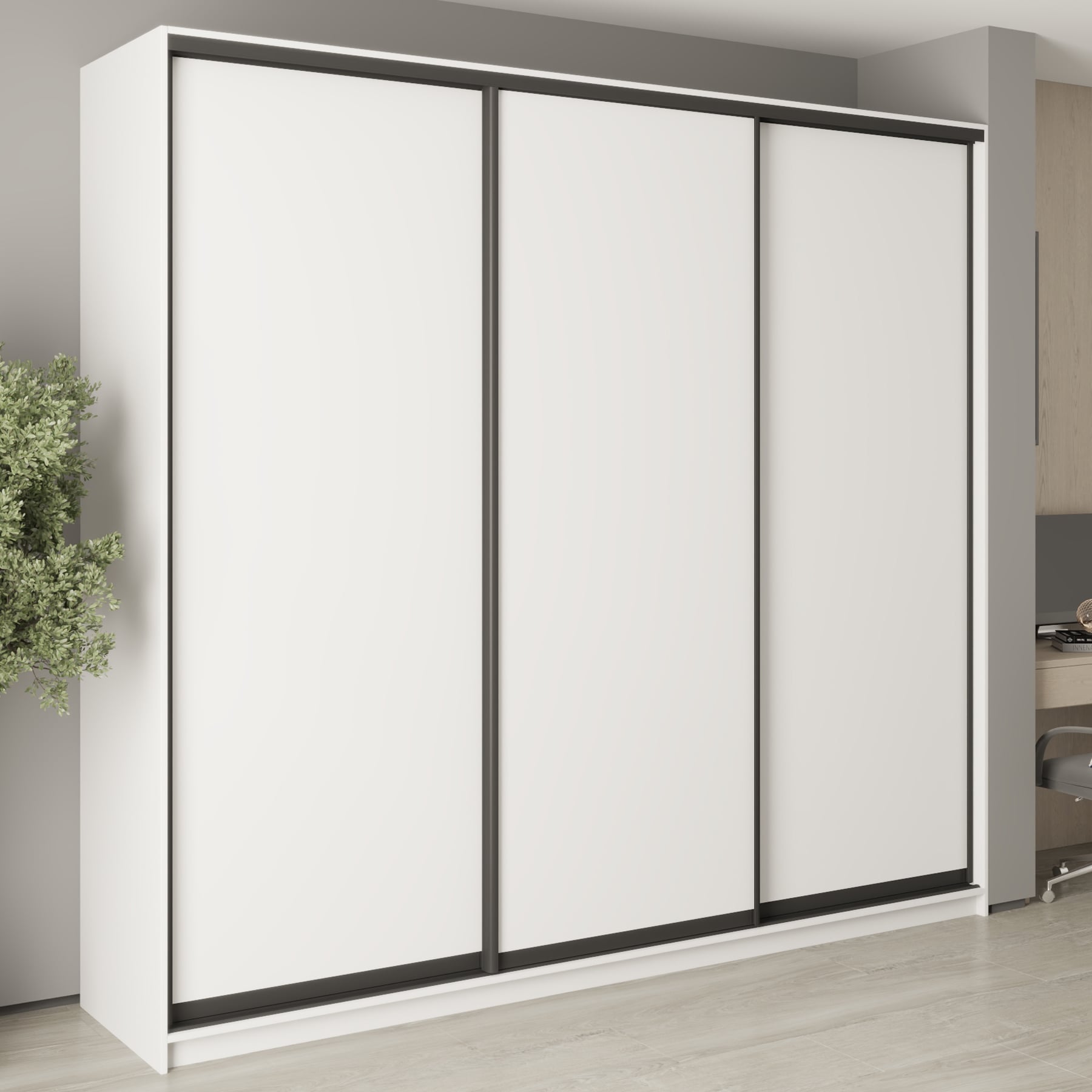 Шафа-купе тридверна Mebel Star Комбо BG MBS-9426 260х60х240 см Аляска білий (1009415)