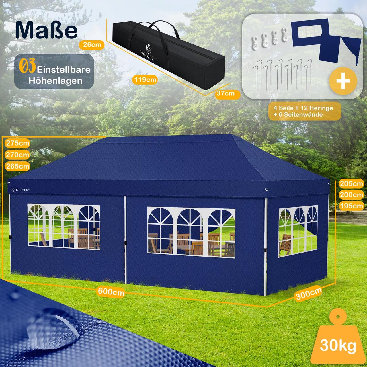 Павільйон садовий KESSER 6x3 м UV50+ Синій - фото 5 Павільйон садовий KESSER 6x3 м UV50+ Синій - фото 5