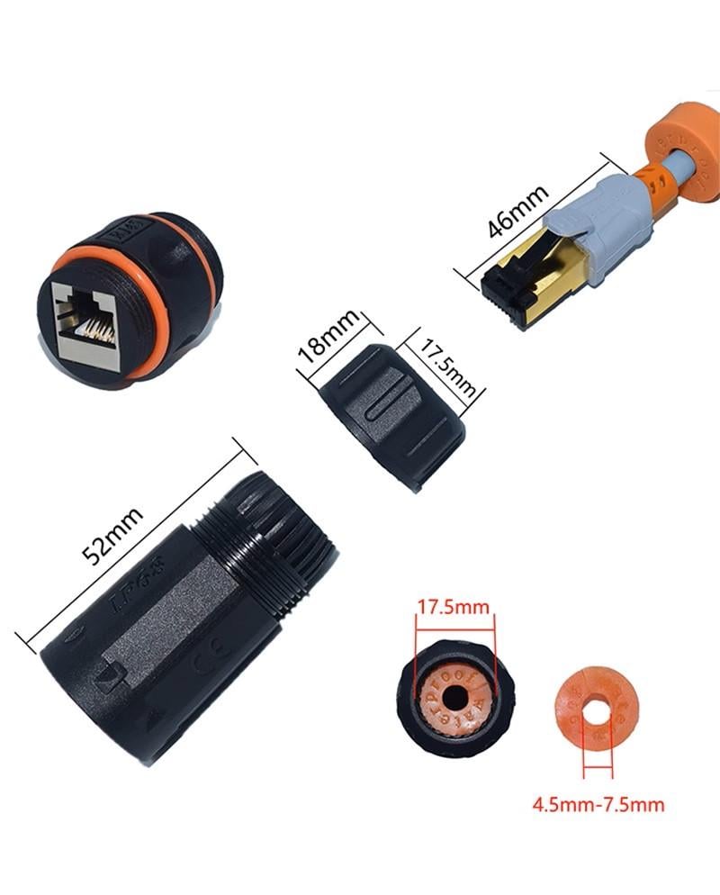Разъем сетевой водо-пыленепроницаемый RJ45 экранированный CAT.6А 10Gbps IP68 (LW-WP6A) - фото 4 Разъем сетевой водо-пыленепроницаемый RJ45 экранированный CAT.6А 10Gbps IP68 (LW-WP6A) - фото 4