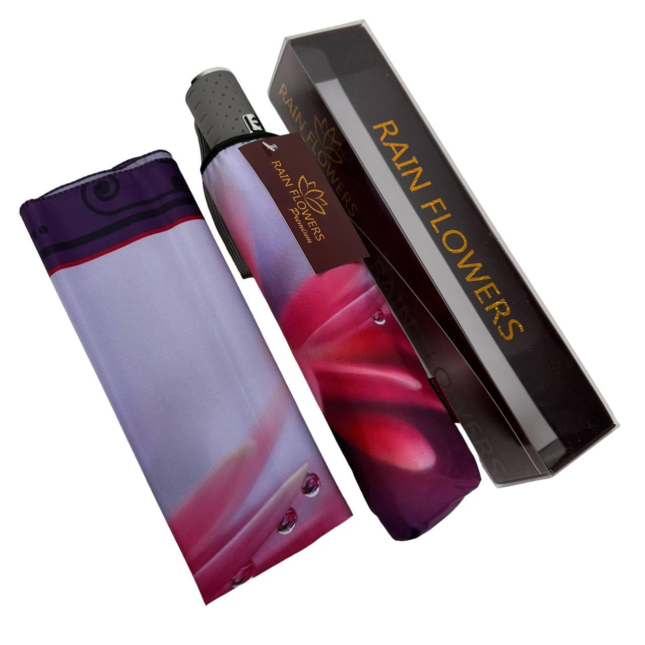 Зонт женский автомат Rain Flower цветочный принт в подарочной упаковке с платком (01030-4) - фото 2