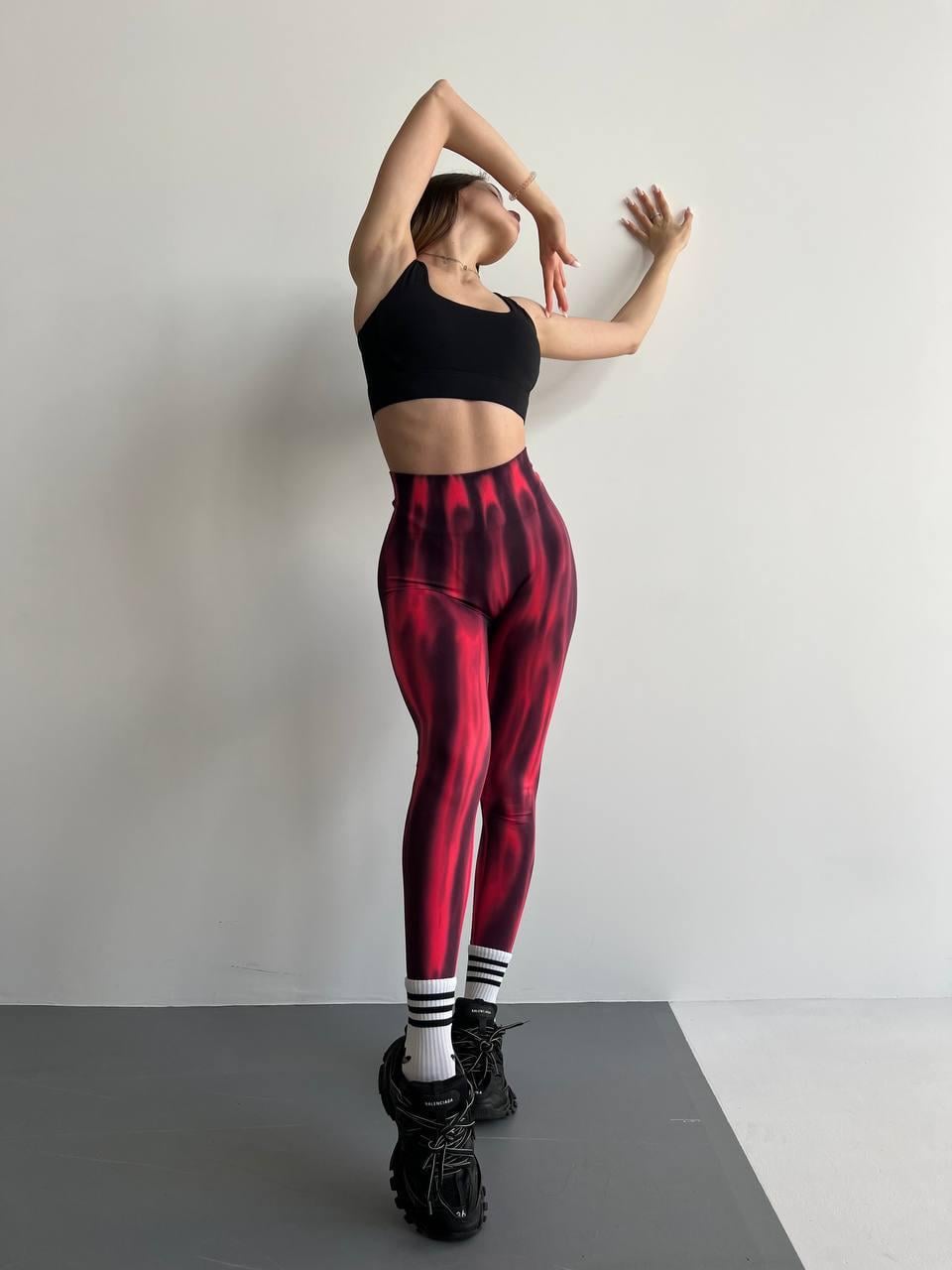 Леггинсы северное сияние c эффектом пуш-ап L Красный/Черный (SA030000L)
