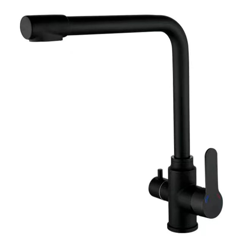 Смеситель для кухни Zerix DAX-021 с выходом для питьевой воды нержавеющая сталь Black (ZX4825)