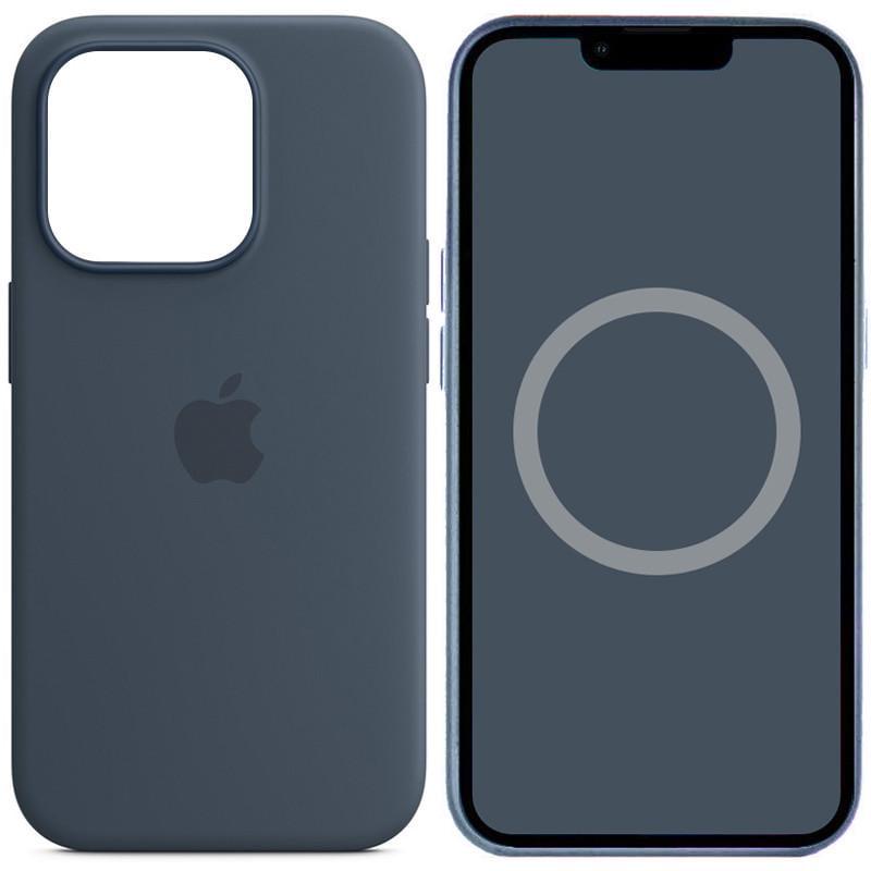 Противоударный Чехол Silicone case (AAA) full with Magsafe and Animation для Apple iPhone 14 Pro (6.1") Синий/Storm Blue