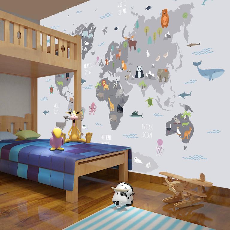 Фотообои 3D для детской комнаты Серая карта