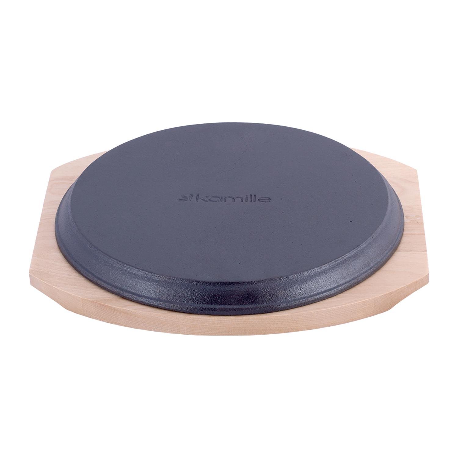 Сковорода чугунная Kamille KM-4809V с деревянной подставкой и съемной ручкой 25 см (87482) - фото 7 Сковорода чугунная Kamille KM-4809V с деревянной подставкой и съемной ручкой 25 см (87482) - фото 7